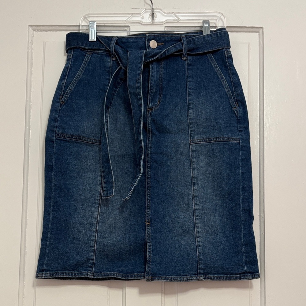 LOFT Dark Blue Denim Pencil Skirt